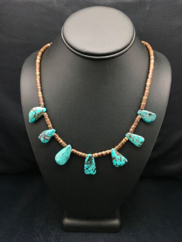 Navajo Spiderweb Turquoise & Bone Bead Necklace | Sterling Silver | 20" | Authentic Native American Handmade | 4101