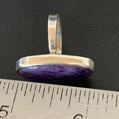 Navajo Purple Charoite Ring | Sterling Silver | Sz 7.5 Adjustable | Authentic Native American Handmade | 10527