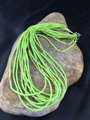 Navajo Green Gaspeite Heishi Necklace | 10 Strand | Sterling Silver | 17" | 10256