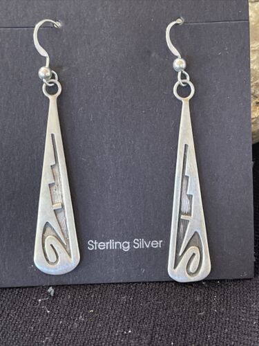 Native American Hopi Sterling Silver Dangle Earrings | Handmade | 01507