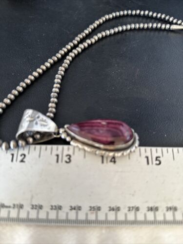 Navajo Purple Spiny Oyster Pendant | Sterling Silver | 2.75" | Authentic Native American Handmade | 14508