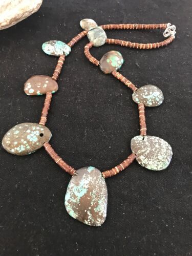 Navajo Sterling Silver Spiderweb Turquoise Bone Teardrop Pendant Necklace | Authentic Native American Handmade | 3968