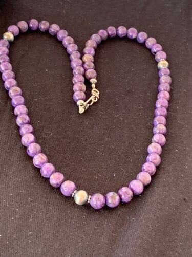 Navajo Purple | Sugilite Bead | Necklace | Sterling Silver | Authentic Native American Handmade | 21" | 4572