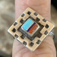 Navajo Blue Turquoise Coral Inlay Ring | Sz 5 | Authentic Native American Handmade | 13130