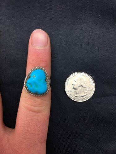 Native American Kingman Turquoise Navajo Ring | Sterling Silver | Sz 6.75 | 3492