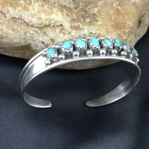 Children's Navajo Blue Turquoise Bracelet | Sterling Silver | Authentic Native American Handmade | 10183