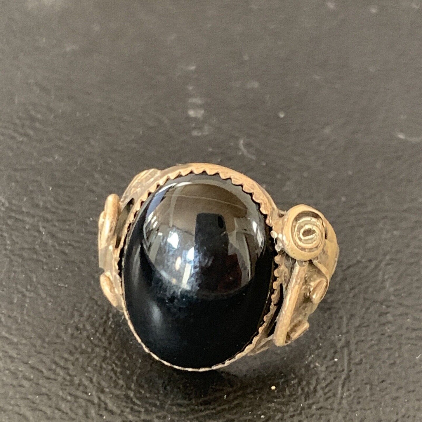 Native American Old Pawn Navajo Black Onyx Ring | Sterling Silver | Sz 9.5 | 11952