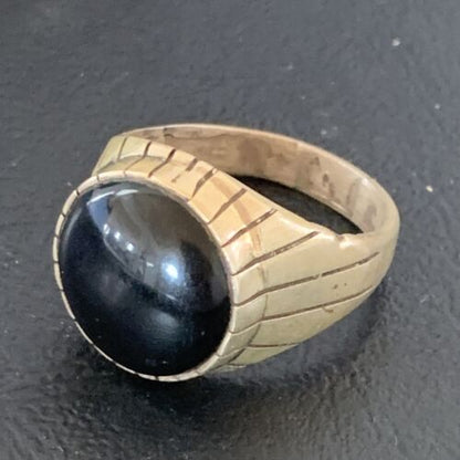Native American Old Pawn Navajo Black Onyx Ring | Sterling Silver | Sz 12 | 11956
