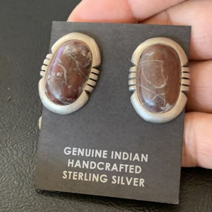 Authentic Native American Navajo Sterling Silver Wild Horse Turquoise Earrings | Handmade | 12652