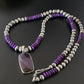 Navajo Pearls Necklace with Purple Sugilite Pendant | Sterling Silver | Authentic Native American Handmade | 11337