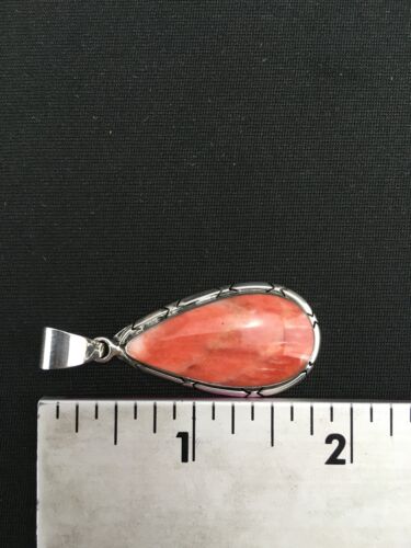 Native American Navajo Red Spiny Oyster Pendant | Sterling Silver | 1.75" | 1125