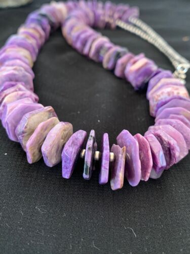 Navajo Rare Charoite Strand Necklace | Sterling Silver | Authentic Native American Handmade | 24" | 2841