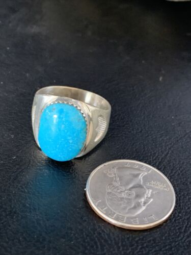 Navajo Blue Kingman Turquoise Ring | Sterling Silver | Sz 11 | Authentic Native American Handmade | 14144