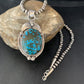 Navajo Spiderweb Turquoise Pendant Necklace | Sterling Silver | 2.25" | Authentic Native American Handmade | 14061