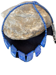 Navajo Blue Lapis Lazuli Minimalist Necklace | Sterling Silver | 18" | Authentic Native American Handmade | 01372