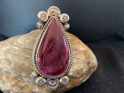 Native American Men's Sterling Silver Purple Spiny Oyster Ring | Sz 11 | 424