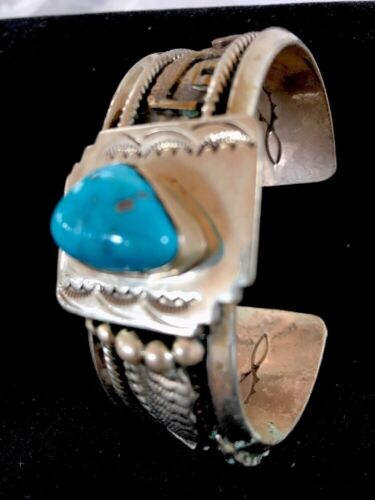 Navajo Turquoise 12K Gold Filled Bracelet | Sterling Silver | Authentic Native American Handmade | 8290 - Masha USA