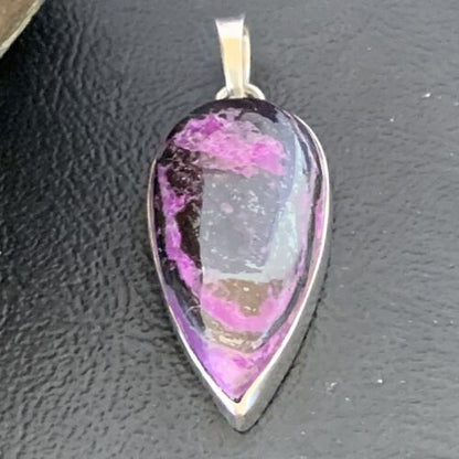 Navajo Purple Sugilite Pendant | Sterling Silver Pearls | 1.50" | Authentic Native American Handmade | 10932