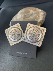Navajo Sterling Silver Stamped Earrings | Authentic Native American Handmade | 1671
