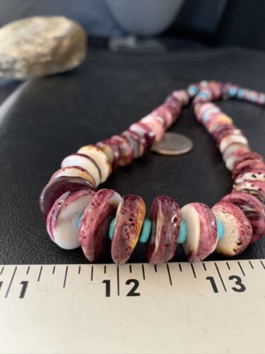 Navajo Purple Spiny Oyster Necklace | Sterling Silver | 24" | Authentic Native American Handmade | 13673