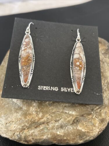 Navajo Pearls Wild Horse Turquoise Earrings | Sterling Silver | Authentic Native American Handmade | 1890