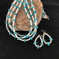 Navajo Sterling Silver 3-Strand Turquoise Necklace with Bone Earrings Set | Authentic Native American Handmade