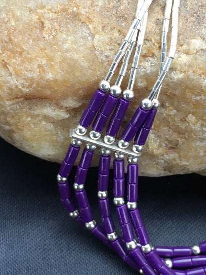 Native American Navajo Sugilite Heishi Bracelet | Sterling Silver | 7" | 2933