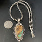 Men's Navajo Green Boulder Turquoise Pendant Necklace | Sterling Silver | Authentic Native American Handmade | 13660