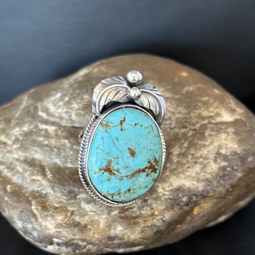 Navajo Blue Turquoise #8 Rings | Sterling Silver | Sz 10 | Authentic Native American Handmade | 14293