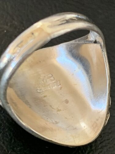Navajo Blue Kingman Turquoise Feather Ring | Authentic Native American Sterling Silver | Multi-Stone | Sz 11.5 | 12221