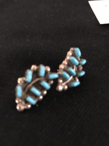 Rare Zuni Needle Point Turquoise Earrings | Sterling Silver | Authentic Native American Handmade | 1607