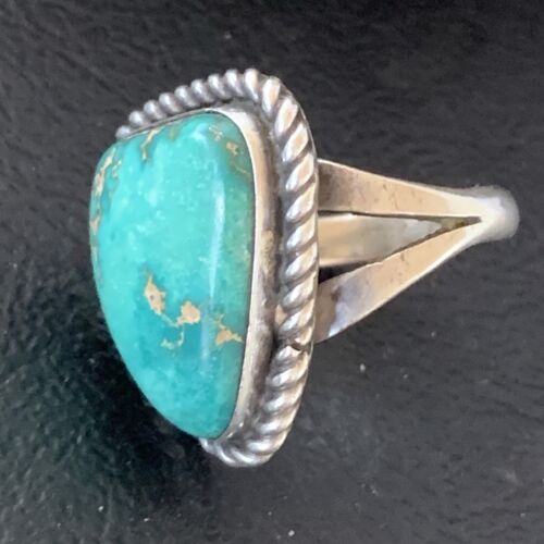 Navajo Green Sonoran Gold Turquoise Ring | Sterling Silver | Sz 6 | 10365