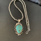 Men's Navajo Pearls Necklace with Blue Turquoise Pendant | Sterling Silver | Authentic Native American Handmade | 11137