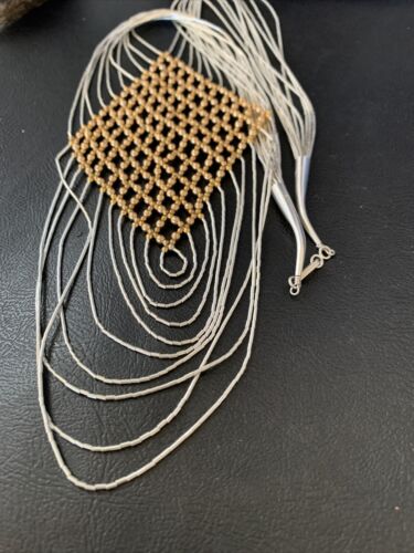 Gold-Filled Liquid Silver Heishi Necklace | 10 Strand Sterling Tube | 19" | 12631