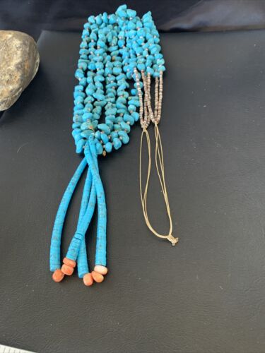 Southwestern Santo Domingo Jacla Shell Spiny Turquoise Jacla Necklace | 34" | Authentic Native American Handmade | 11994