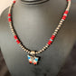Opal Inlay Butterfly Pendant | Navajo Sterling Silver | Coral & Turquoise | 21" | 12582