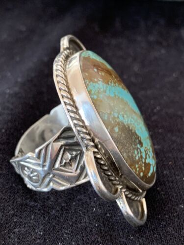 Native American Navajo Blue Turquoise Ring | Sterling Silver | Sz 11 | 128 - Masha USA