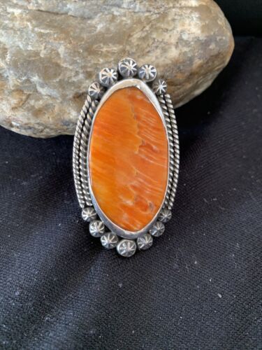 Southwestern Women's Navajo Spiny Oyster Ring | Sterling Silver | Sz 11.5 | Authentic Native American Handmade | 1000