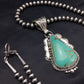 Men's Royston Turquoise Pendant | Sterling Silver Navajo Pearl Necklace | Authentic Native American Handmade | 2525