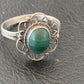 Navajo Green Malachite Ring | Sterling Silver | Sz 4.5 | Authentic Native American Handmade | 10871