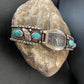 Vintage Navajo Sterling Silver Watch Tips | Old Pawn Blue Turquoise Band | Authentic Native American Jewelry