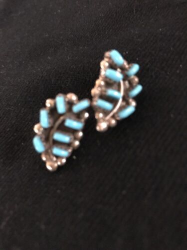 Rare Zuni Needle Point Turquoise Earrings | Sterling Silver | Authentic Native American Handmade | 1607