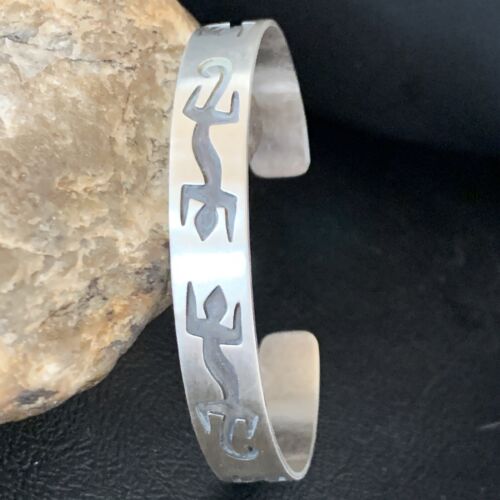 Navajo Gecko Lizard Stamped Cuff Bracelet | Sterling Silver | Authentic Native American Handmade | 12827