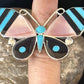 Zuni Butterfly Inlay Ring | Coral Turquoise Onyx Mother of Pearl | Sz 7 | Sterling Silver | 14437