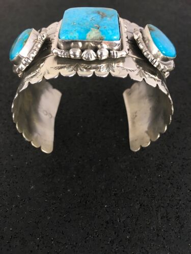 Native American Ithaca Peak Turquoise Men's Bracelet | Sterling Silver | 8816 - Masha USA