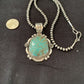 Men's Navajo Pearls Necklace Pendant | Sterling Silver | Blue Turquoise #8 | Authentic Native American Handmade | 529