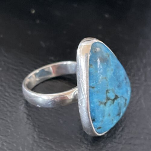 Men's Navajo Blue Kingman Turquoise Ring | Sterling Silver | Adjustable | Sz 5.5 | 10507
