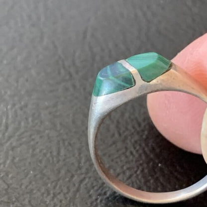 Native American Old Pawn Navajo Green Malachite Ring | Sterling Silver | Sz 5.5 | 10872