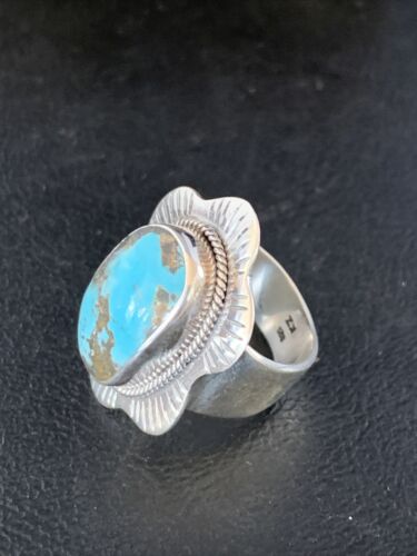 Southwestern Navajo Blue Kingman Turquoise Ring | Sterling Silver | Sz 6 | 13784