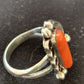 Navajo Red Coral Ring | Sterling Silver | Sz 9.5 | Authentic Native American Handmade | 01300